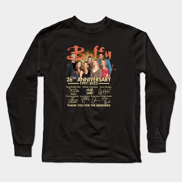 Buffy Movie The Vampire Slayer cast Signed 26th Anniversary 1997-2023 Long Sleeve T-Shirt by Mendozab Angelob